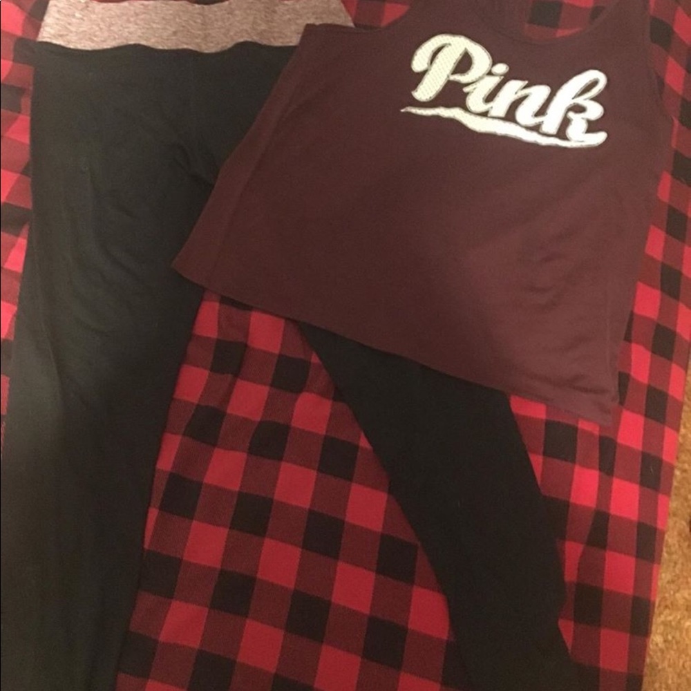 Size L PINK yoga pants and tank